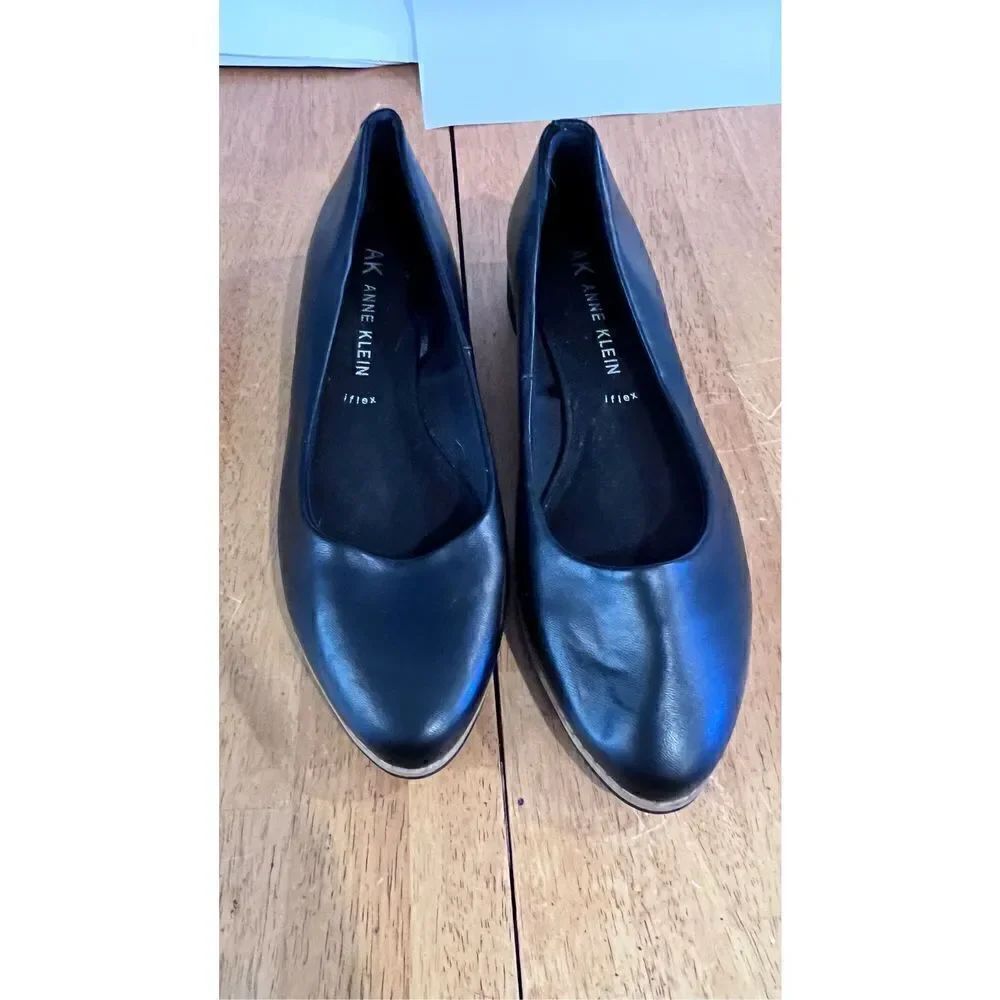 ANNE KLEIN IFLEX WOMENS BLACK SLIP ON FLAT COMFORT SHOES WOMENS SZ 9.5